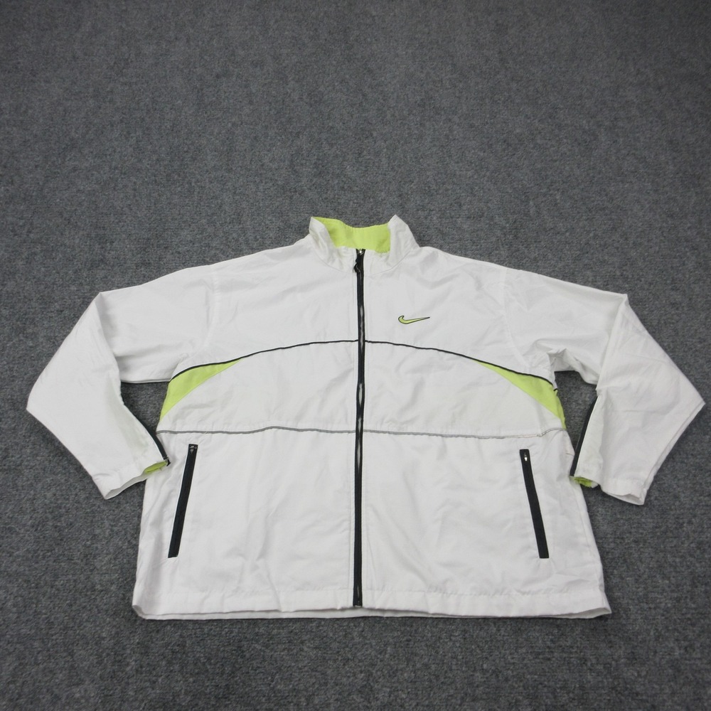 Vintage Nike Jacket Womens Large White Full Zip Running Windbreaker Colorblock